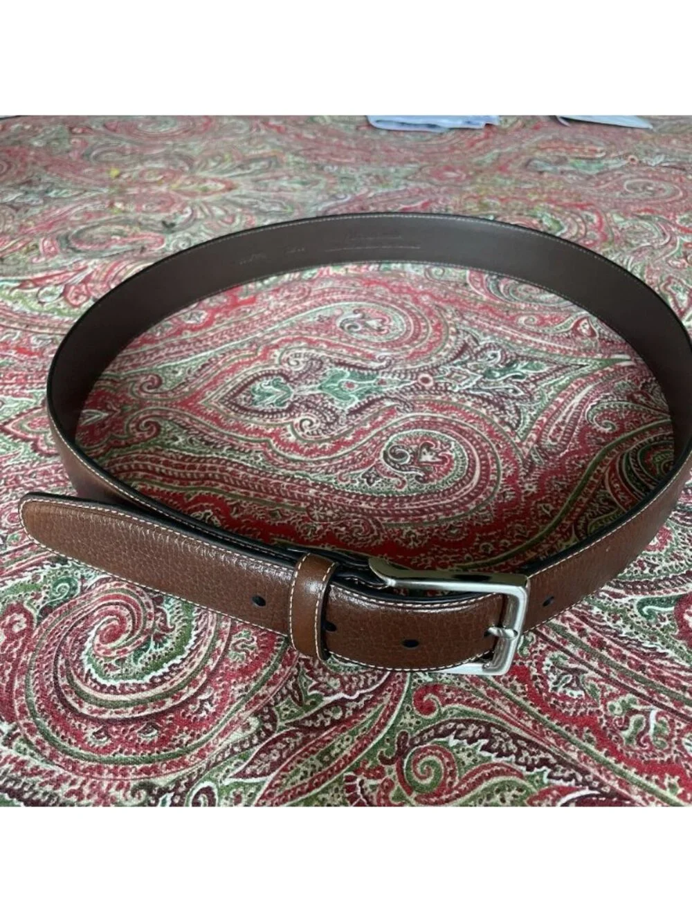 Daniel Cremieux Belt Brown Full Grain Leather 38/95 Silver Toned Metal Buckle